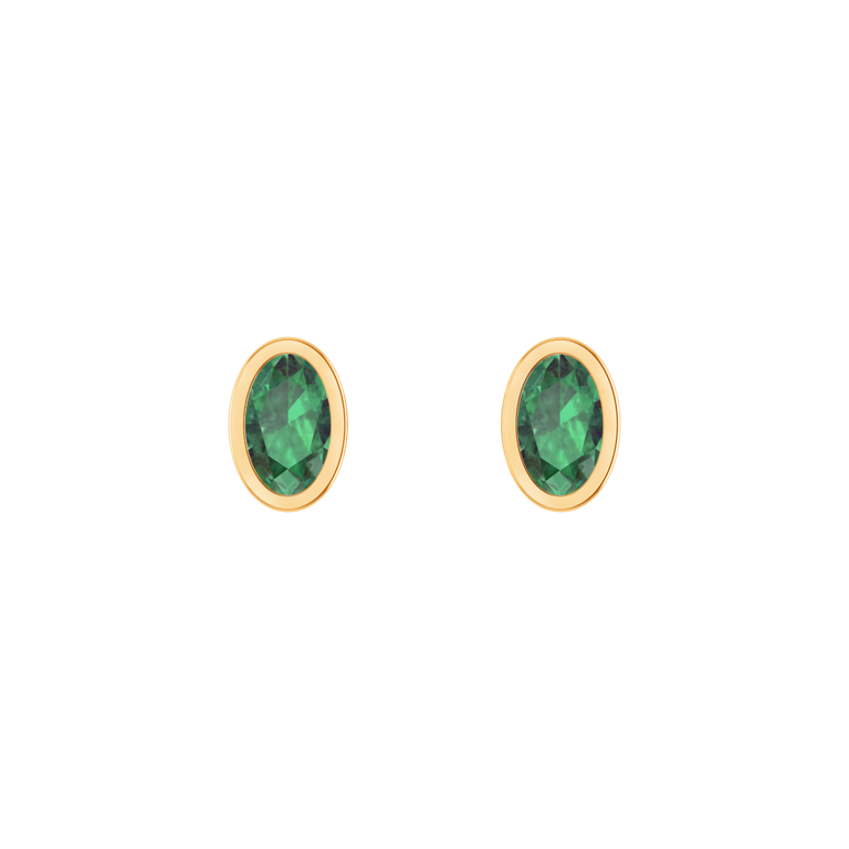 Bezel Stud Emerald Earrings