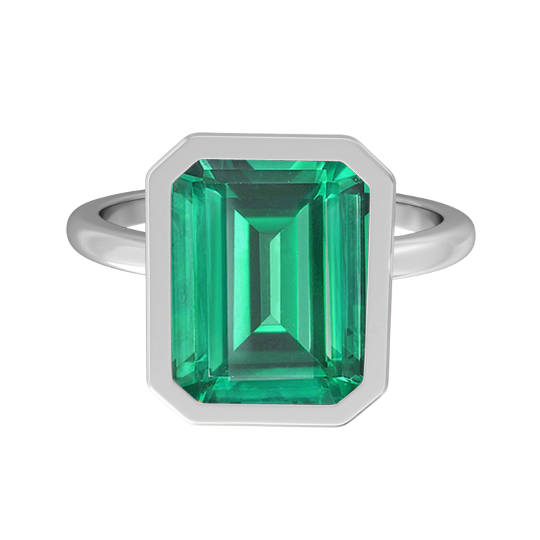 Bezel Emerald Emerald Platinum Ring