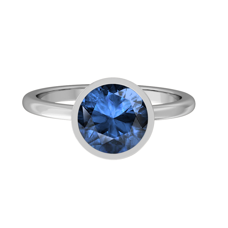 Bezel Round Blue Sapphire Platinum Ring