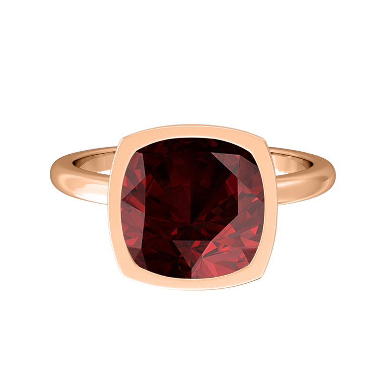 Bezel Cushion Garnet 18K Rose Gold Ring