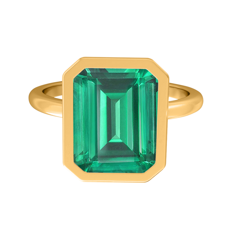 Bezel Emerald Emerald 18K Yellow Gold Ring