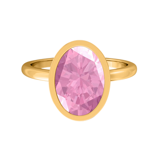 Bezel Oval Pink Sapphire 18K Yellow Gold Ring