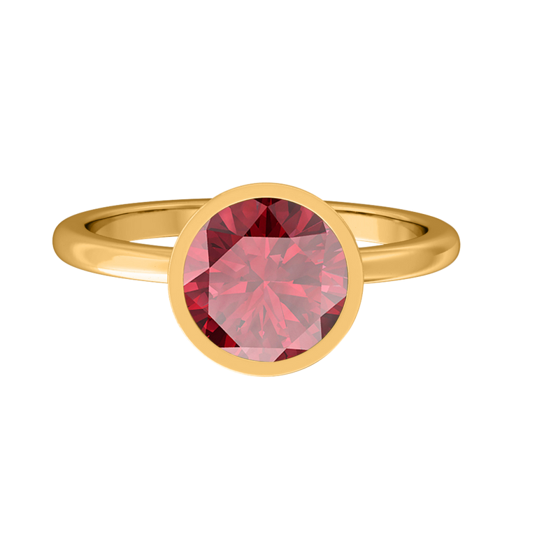 Bezel Round Ruby 18K Yellow Gold Ring