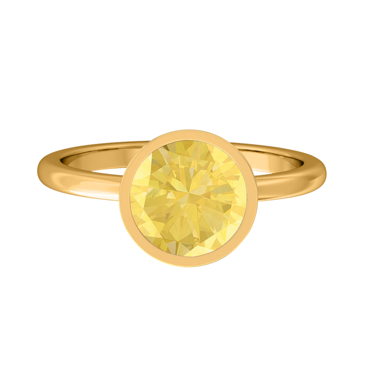 Bezel Round Yellow Sapphire 18K Yellow Gold Ring