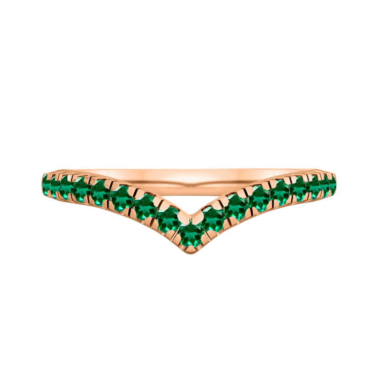 The Chevron, Emerald, 18K Rose Gold Ring