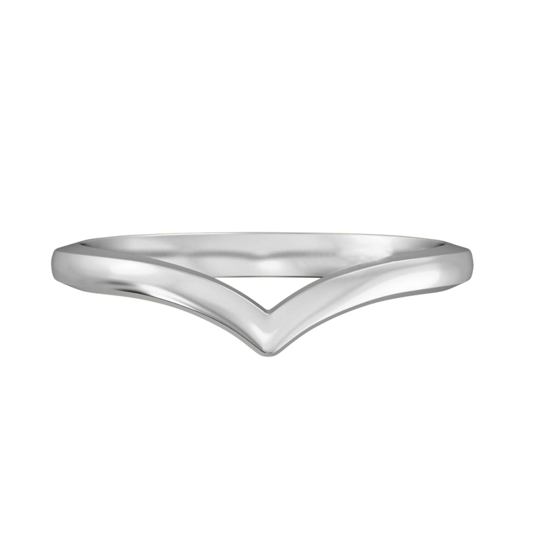The Chevron Band, Plain, 18K White Gold Ring