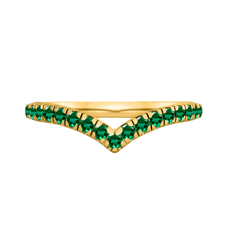 The Chevron, Emerald, 18K Yellow Gold Ring