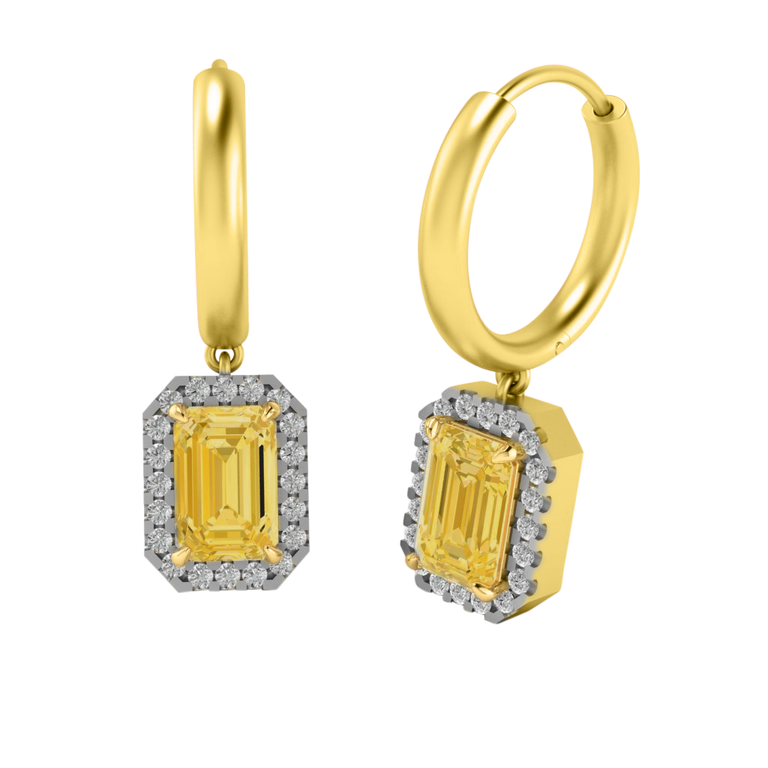 Classic Drop Emerald Yellow Sapphire 18K Yellow Gold Earrings