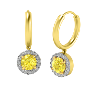 Classic Drop Round Yellow Sapphire 18K Yellow Gold Earrings