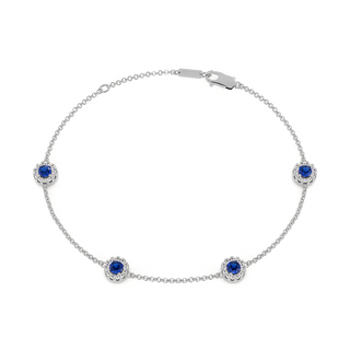 Classic Blue Sapphire Halo Bracelet