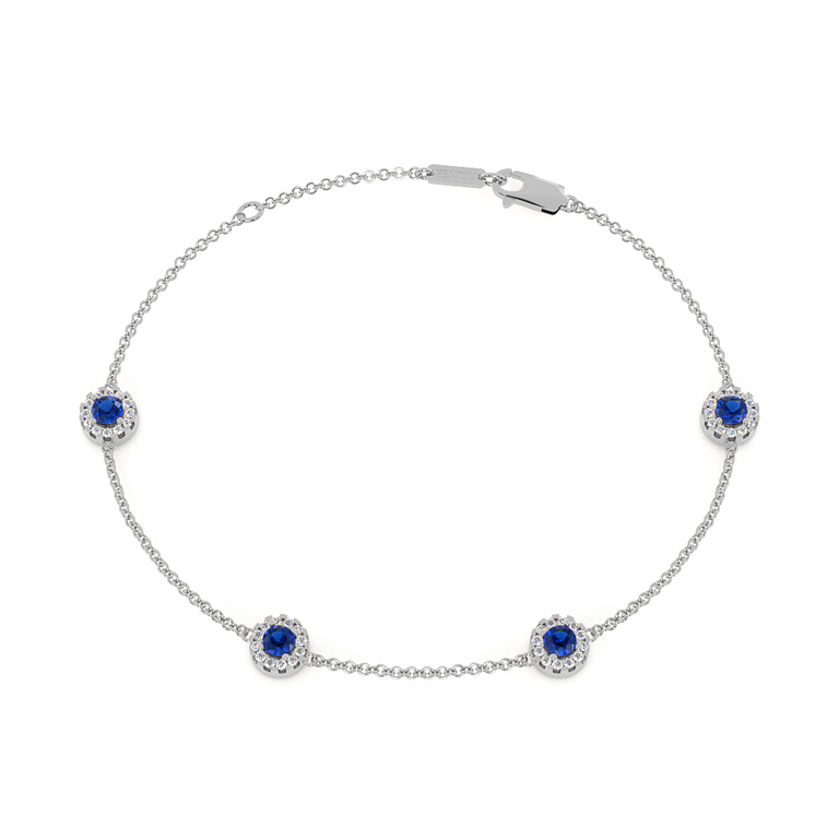 Classic Blue Sapphire Halo Bracelet