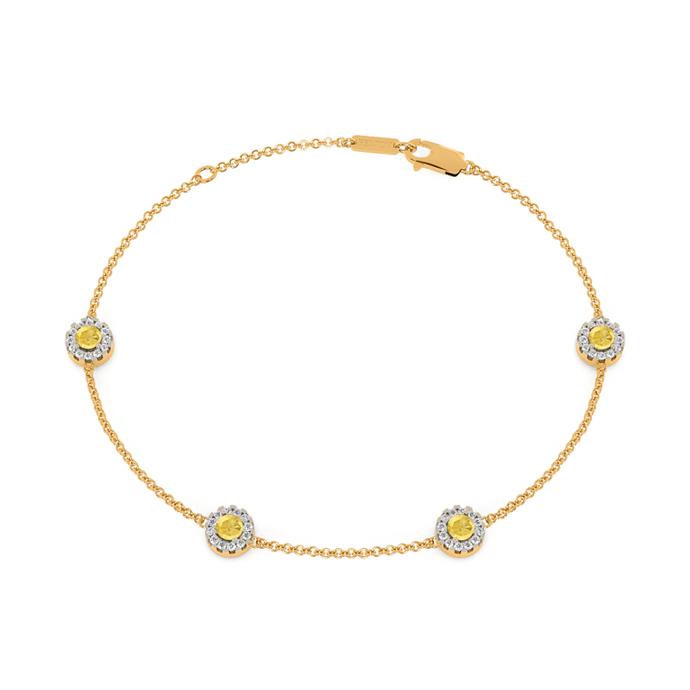 Classic Yellow Sapphire Halo Bracelet