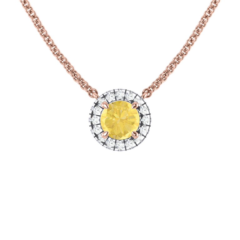 Halo Yellow Sapphire Necklace