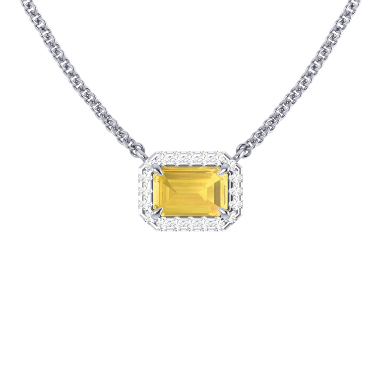 Halo Yellow Sapphire Necklace