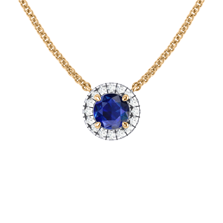 Halo Blue Sapphire Necklace