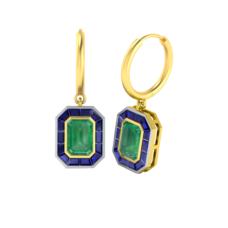 Deco Drop Emerald Emerald 18K Yellow Gold Earrings