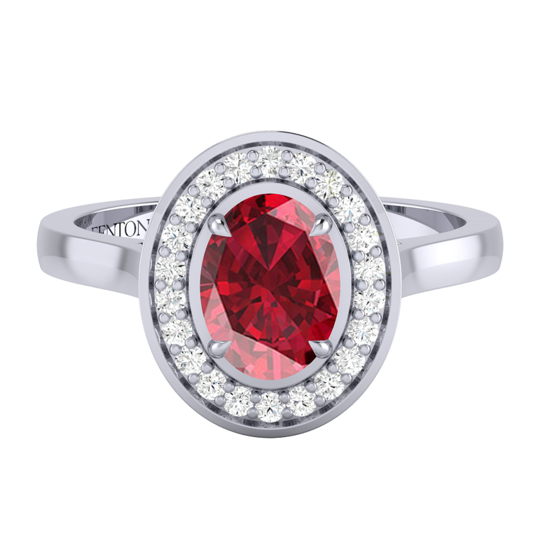 Deco Oval Ruby Platinum Ring