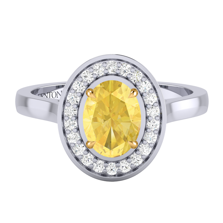 Deco Oval Yellow Sapphire Platinum Ring