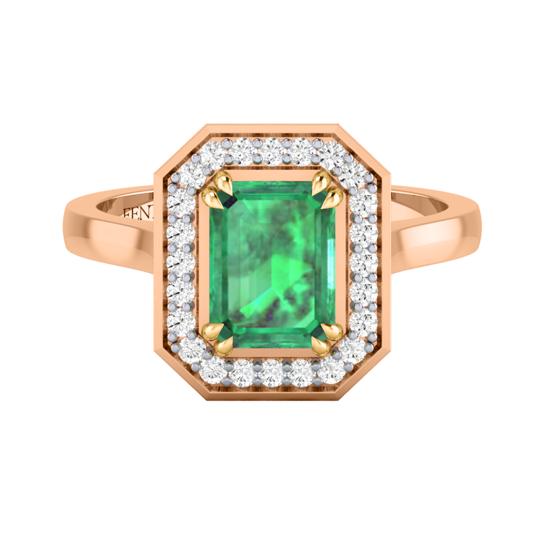 Deco Emerald Emerald 18K Rose Gold Ring