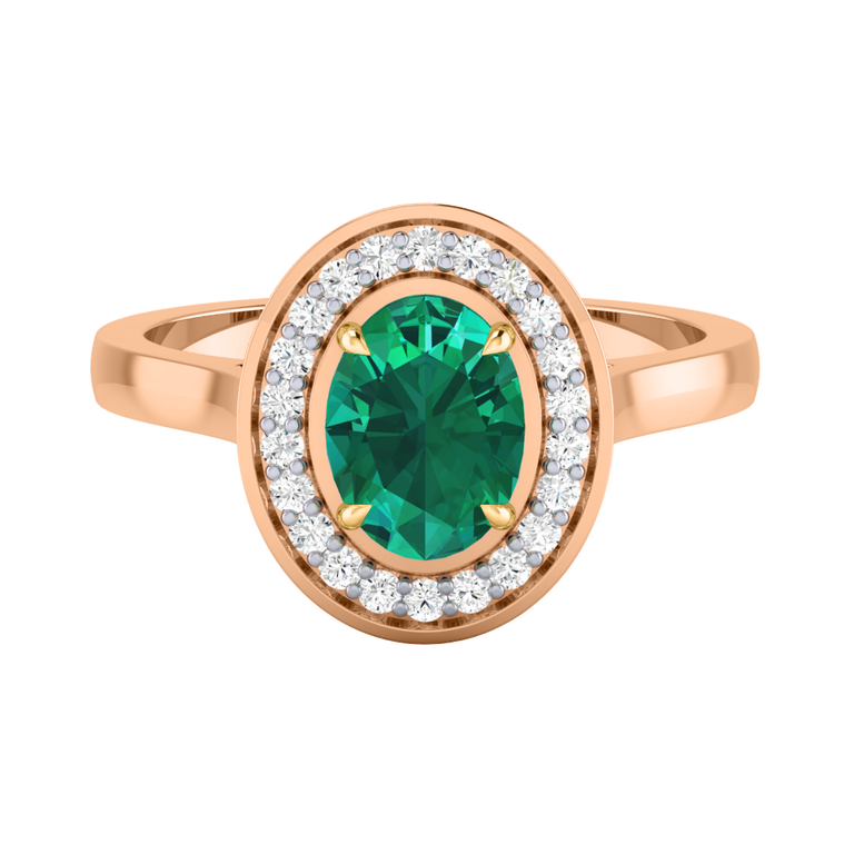 Deco Oval Emerald 18K Rose Gold Ring