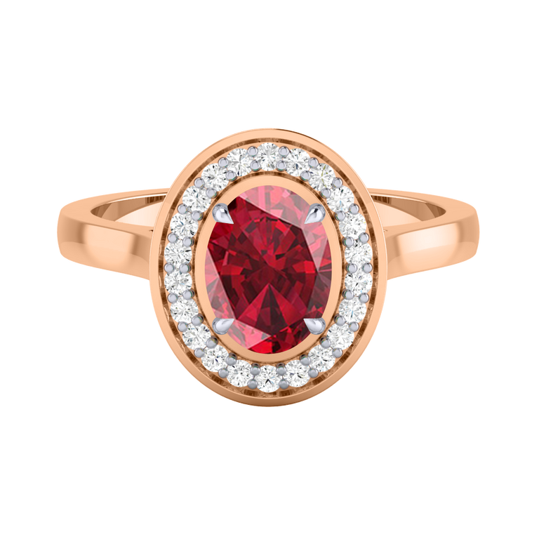 Deco Oval Ruby 18K Rose Gold Ring