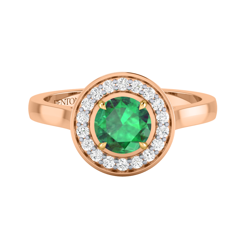 Deco Round Emerald 18K Rose Gold Ring