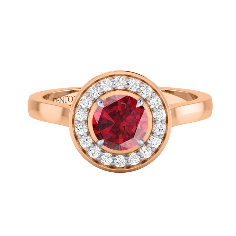 Deco Round Ruby 18K Rose Gold Ring