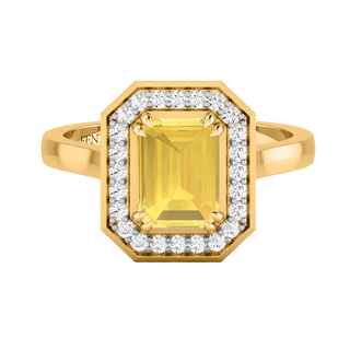 Deco Emerald Yellow Sapphire 18K Yellow Gold Ring