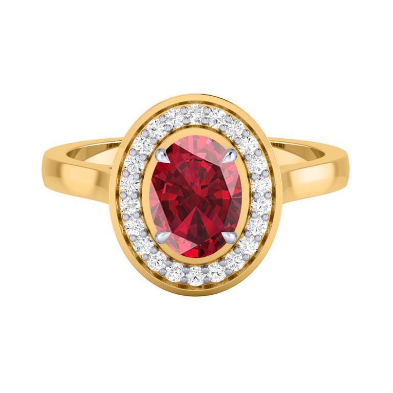 Deco Oval Ruby 18K Yellow Gold Ring