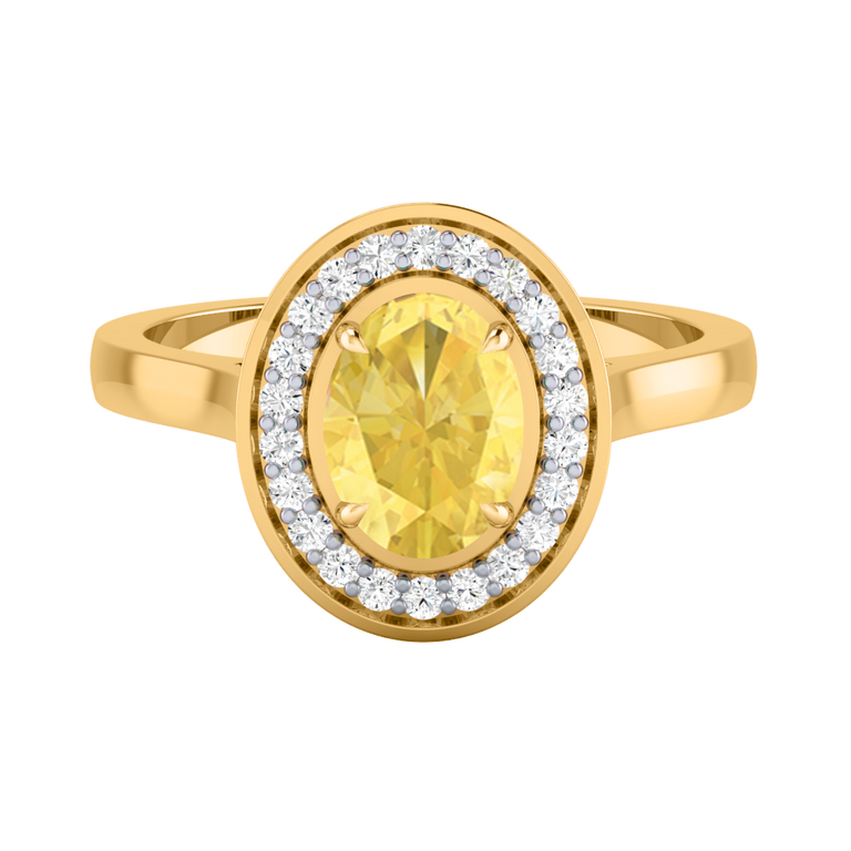 Deco Oval Yellow Sapphire 18K Yellow Gold Ring