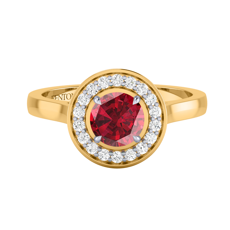 Deco Round Ruby 18K Yellow Gold Ring