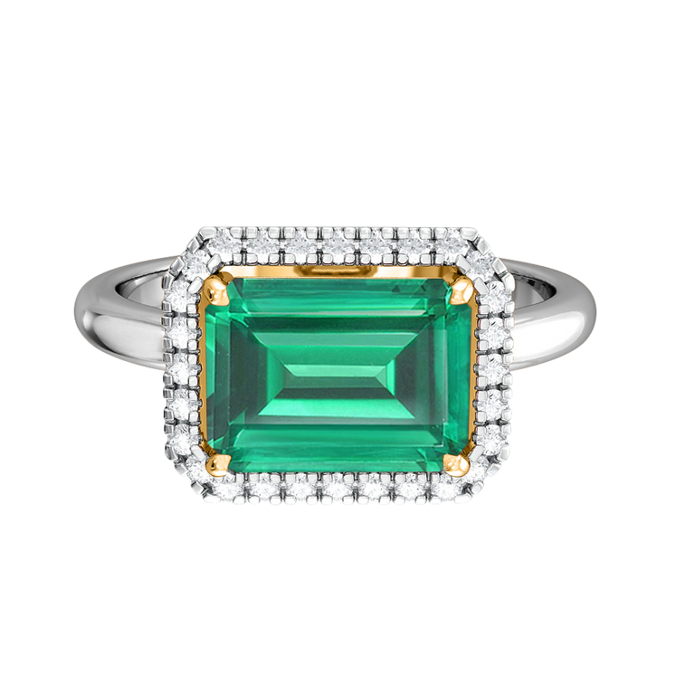East West Emerald Emerald Platinum Ring