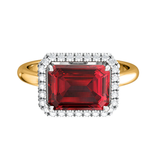 East West Emerald Ruby 18K Yellow Gold Ring