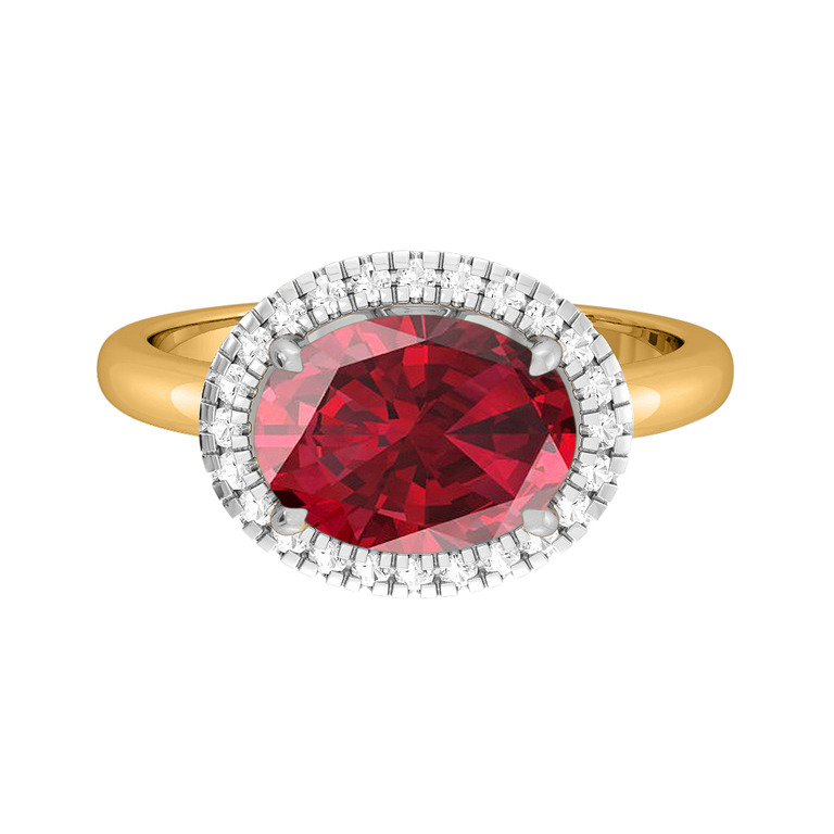 East West Oval Ruby 18K Yellow Gold Ring