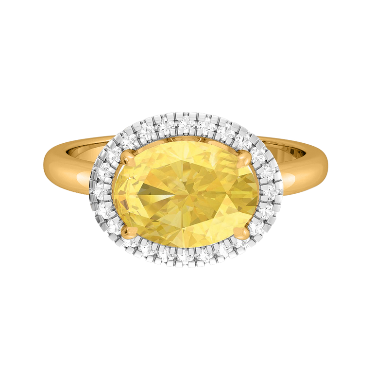 East West Oval Yellow Sapphire 18K Yellow Gold Ring