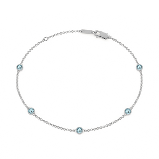 Five Stone Bezel Aquamarine Bracelet