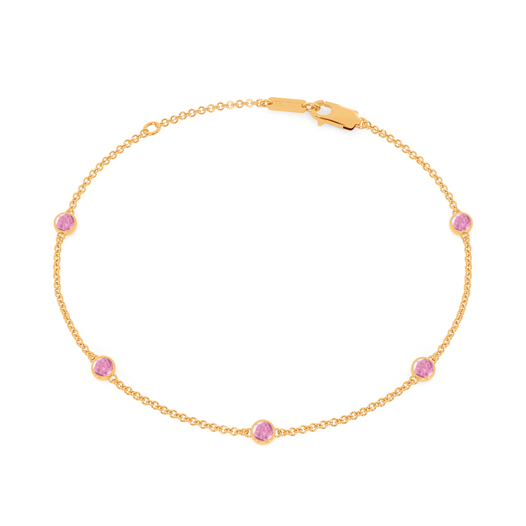 Five Stone Bezel Pink Sapphire Bracelet