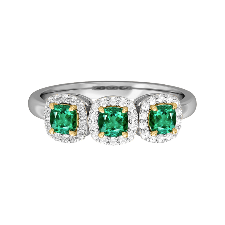 Garland Cushion Emerald Platinum Ring