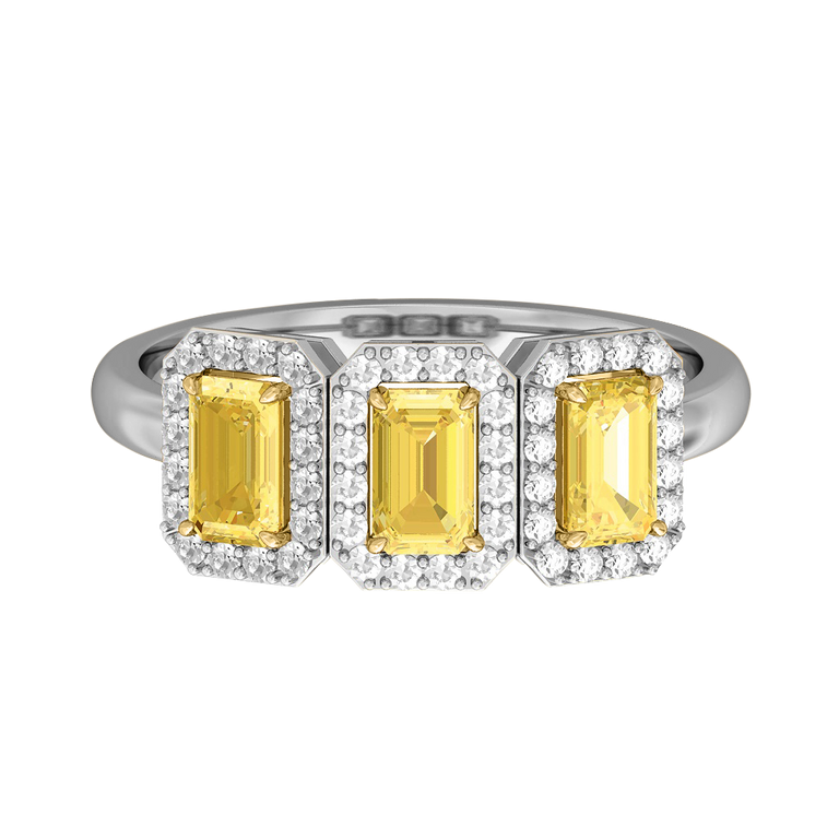 Garland Emerald Yellow Sapphire Platinum Ring