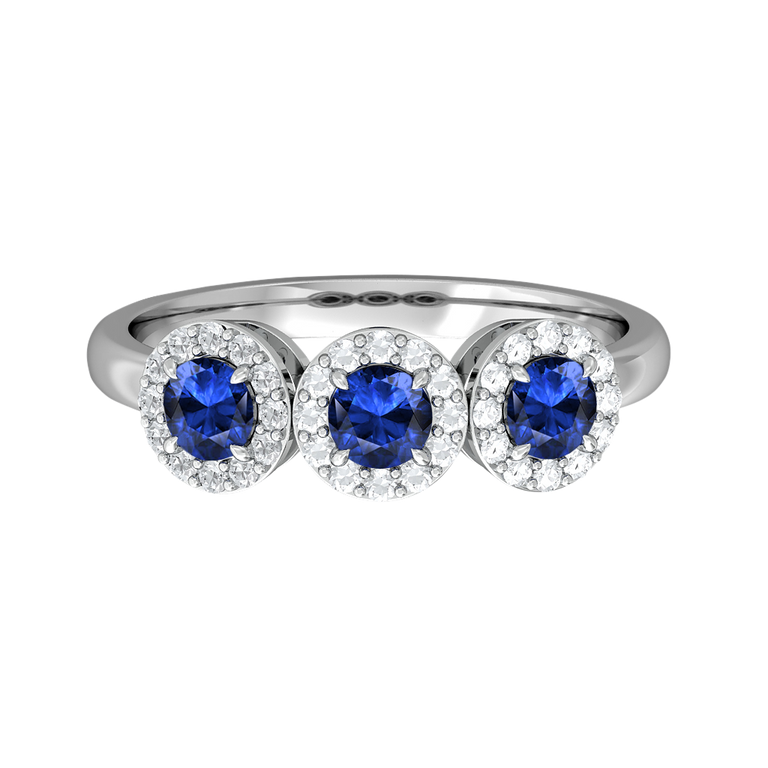 Garland Round Blue Sapphire Platinum Ring