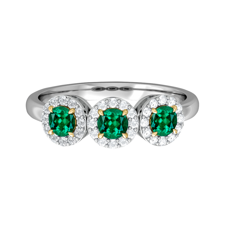 Garland Round Emerald Platinum Ring