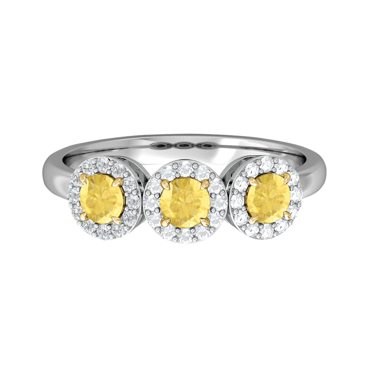 Garland Round Yellow Sapphire Platinum Ring