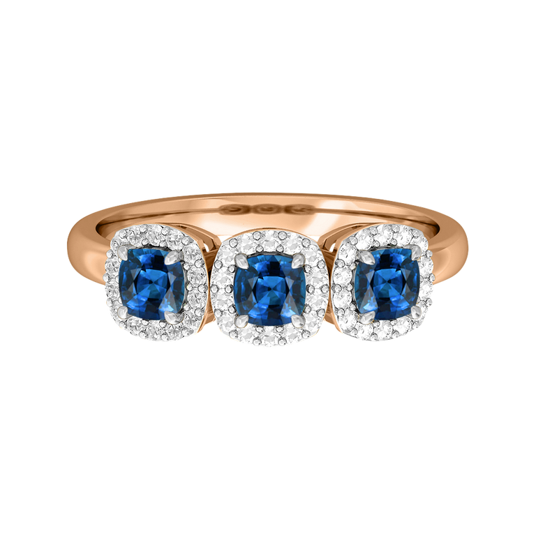 Garland Cushion Blue Sapphire 18K Rose Gold Ring