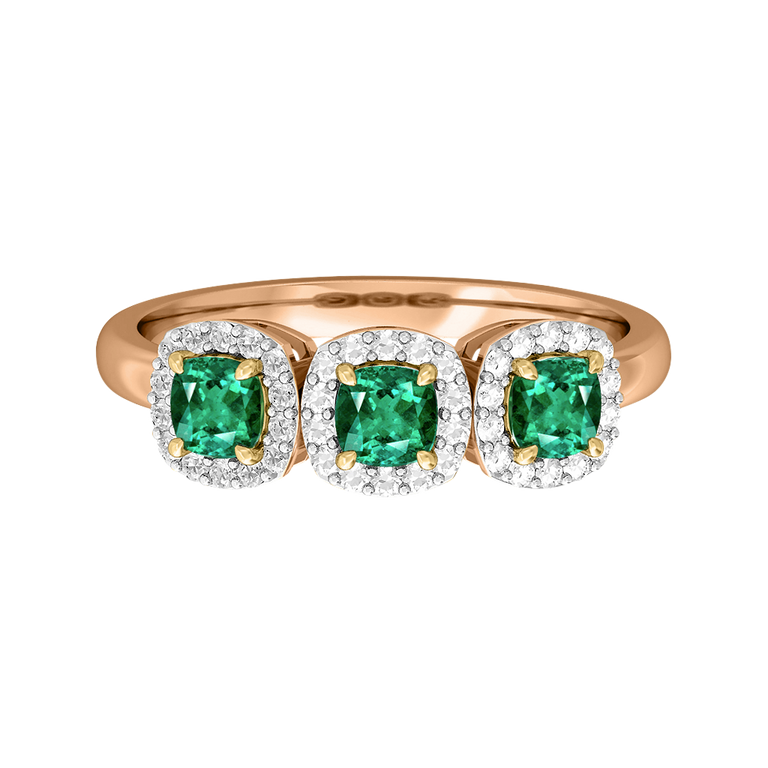Garland Cushion Emerald 18K Rose Gold Ring
