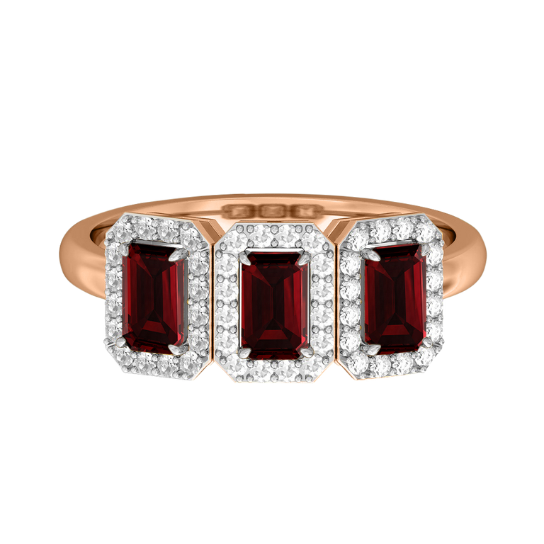 Garland Emerald Garnet 18K Rose Gold Ring