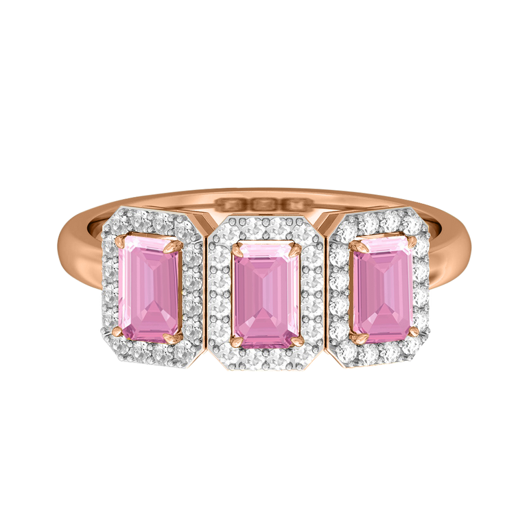 Garland Emerald Pink Sapphire 18K Rose Gold Ring