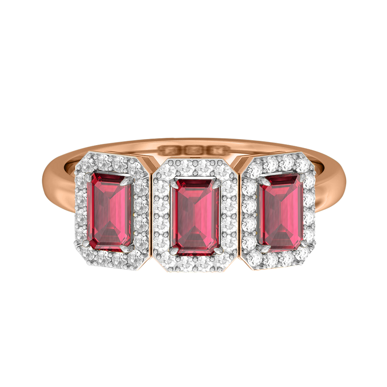 Garland Emerald Ruby 18K Rose Gold Ring