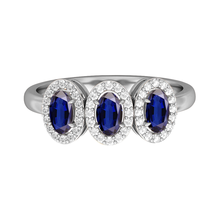 Garland Oval Blue Sapphire 18K White Gold Ring