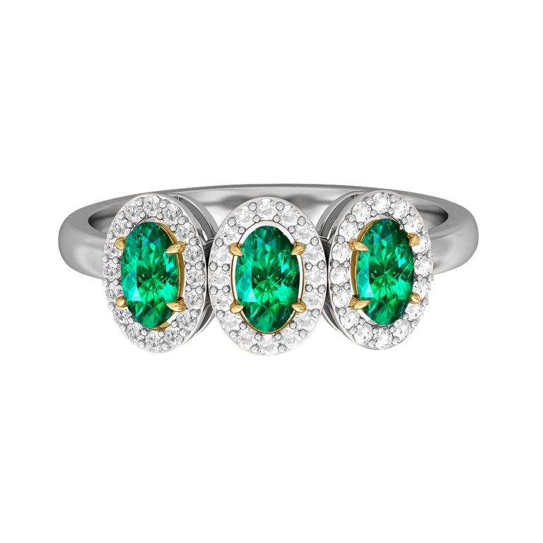 Garland Oval Emerald 18K White Gold Ring