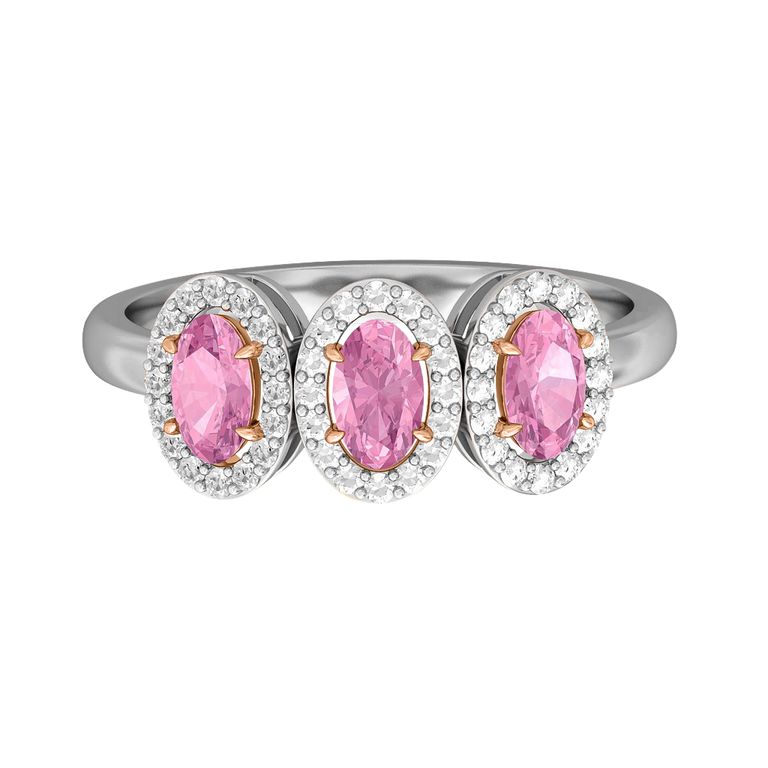 Garland Oval Pink Sapphire 18K White Gold Ring